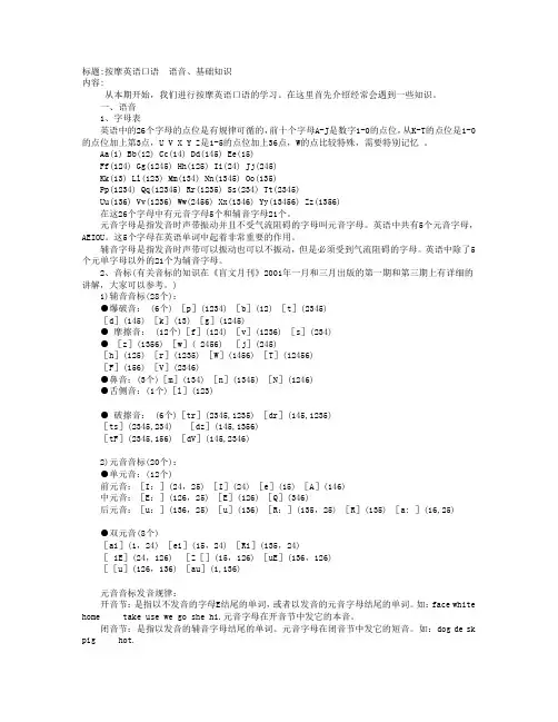 盲文英语音标