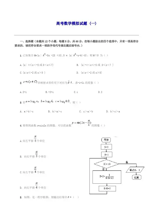 高考数学模拟试题及答案