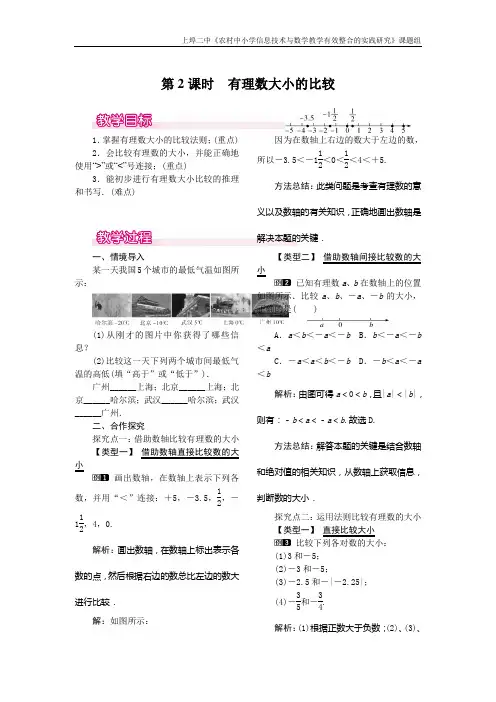 人教版七年级上册数学1.2.4 第2课时 有理数大小的比较优秀教案