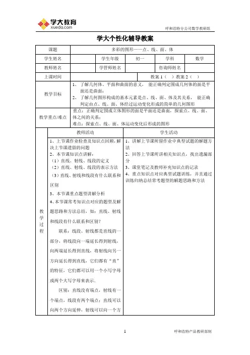 点、线、面、体的基本概念