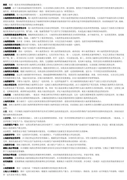 土地资源名词解释