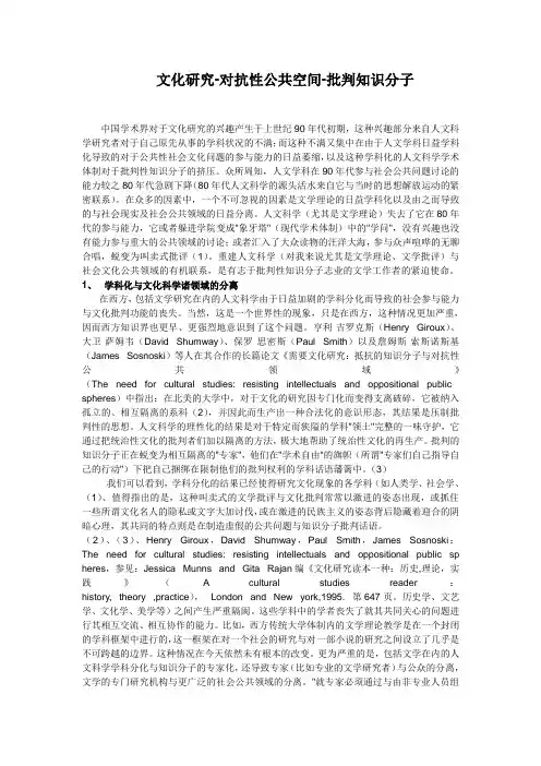 文化研究-对抗性公共空间-批判知识分子