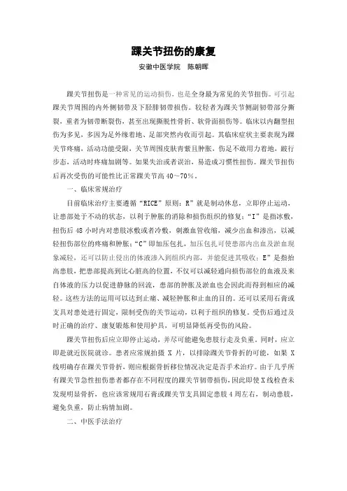 踝关节扭伤的康复