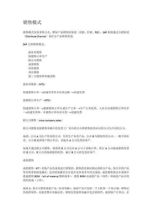 SAP SD模块常用销售模式