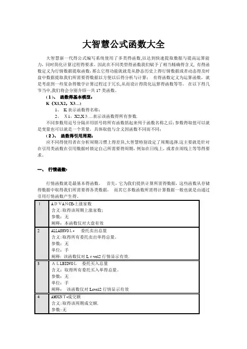 大智慧公式函数大全(完整版)