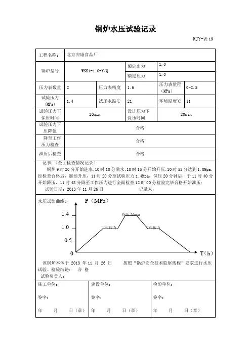 锅炉水压试验记录 2