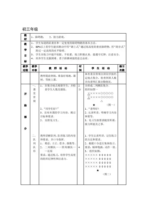 初中体育教案全集九年级(上)