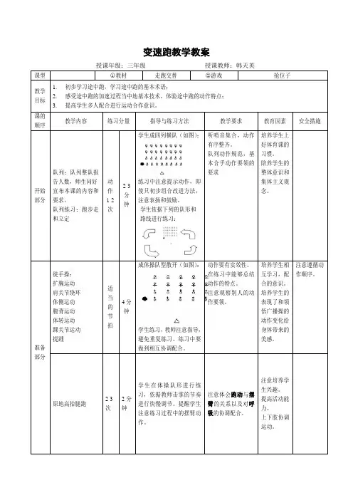 变速跑教案