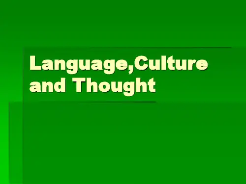 Language,Culture and Thought