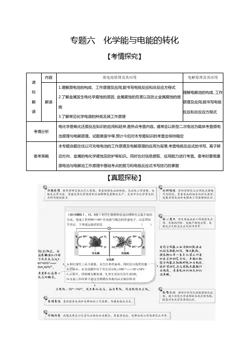 专题六 化学能与电能的转化(试题部分)