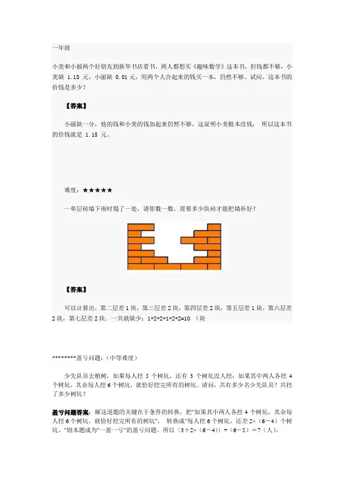 四年级奥数盈亏问题