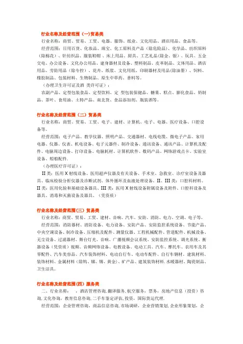 有限公司经营范围【范本模板】