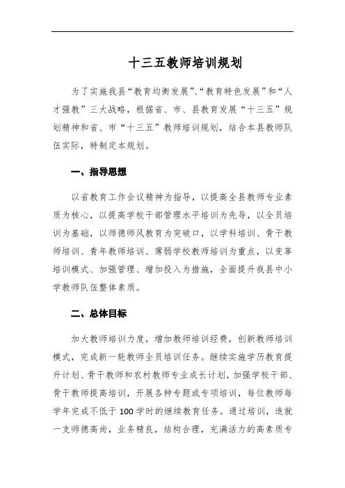 十三五教师培训规划