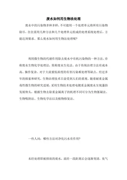 废水如何用生物法处理