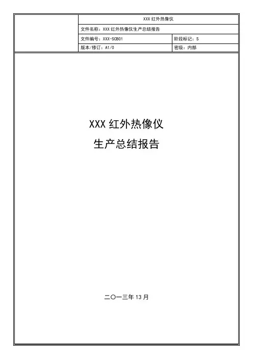 XX生产总结报告