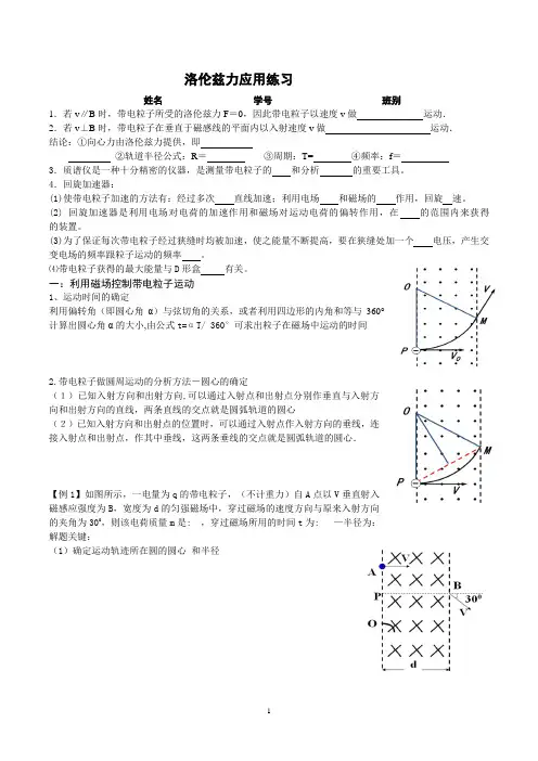 洛伦兹力应用练习陈桥东制作