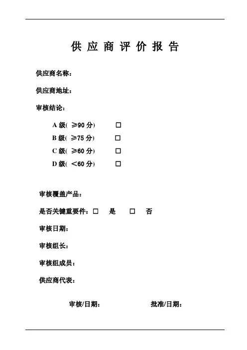 供应商评价报告