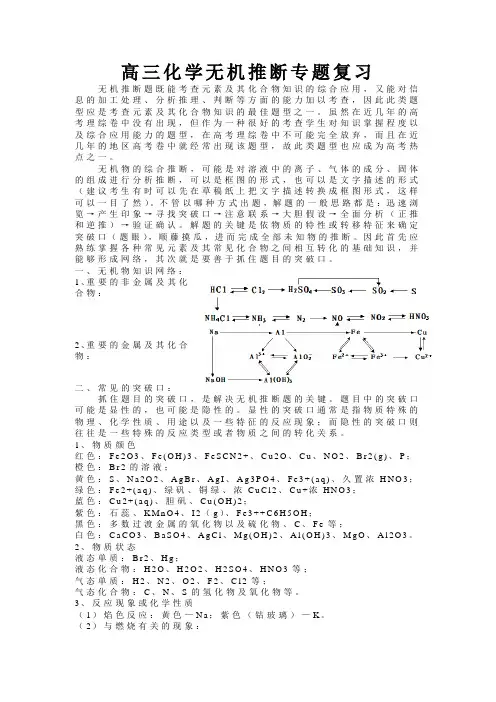 高三化学无机推断专题复习