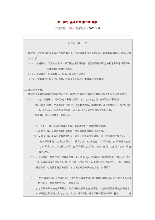 基础知识 第二章 螺纹
