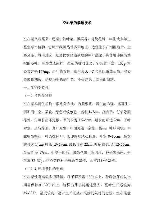 空心菜的栽培技术