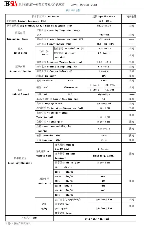 F系列OCXO恒温晶振选型手册