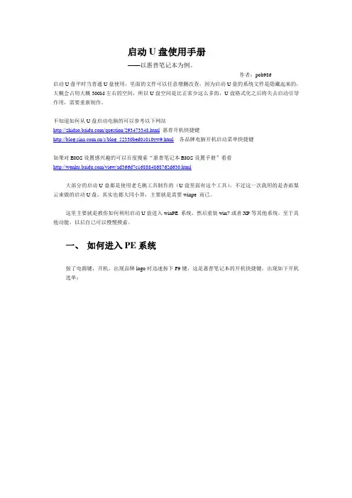 杏雨梨云启动U盘使用手册