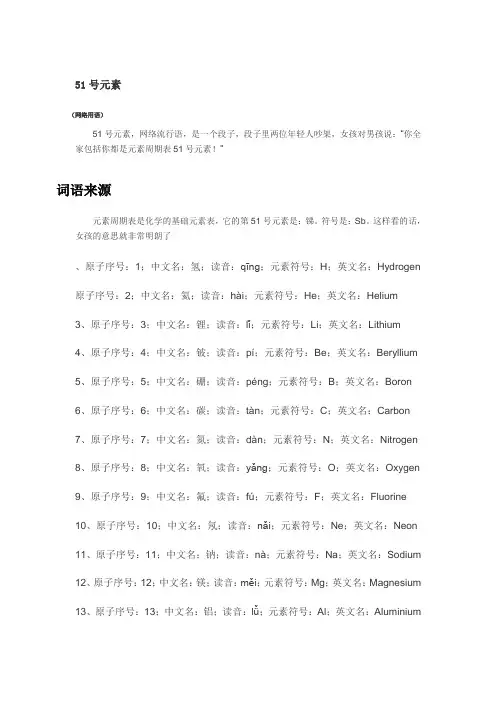 元素周期表51号元素是什么意思