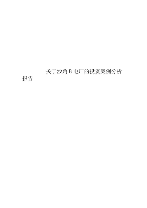 关于沙角B电厂的投资案例分析报告