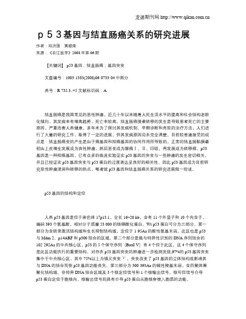 p53基因与结直肠癌关系的研究进展