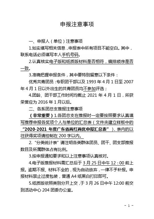 申报注意事项