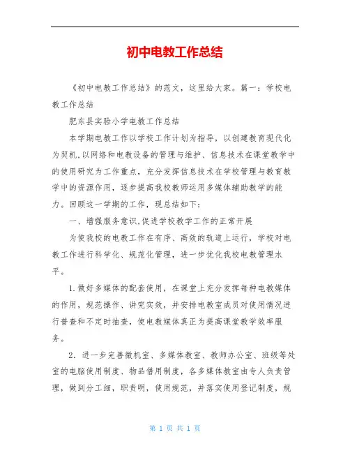 初中电教工作总结