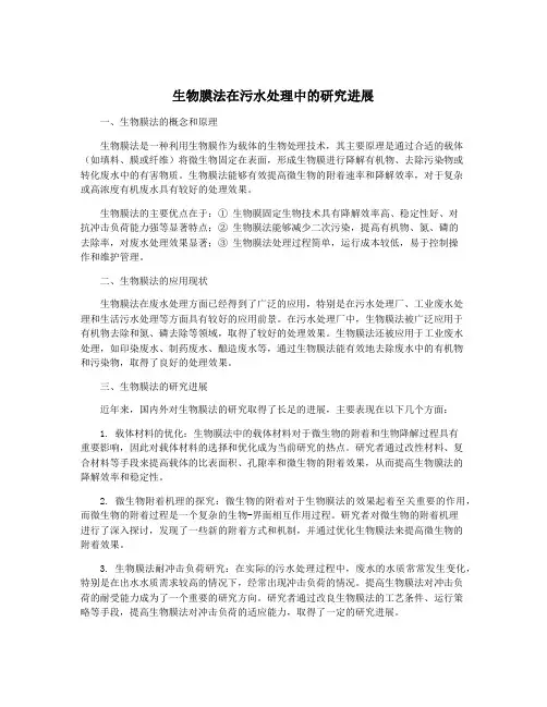 生物膜法在污水处理中的研究进展