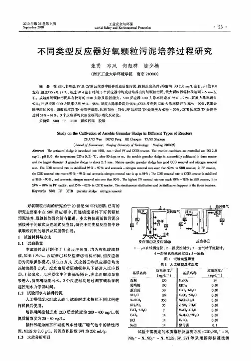 不同类型反应器好氧颗粒污泥培养过程研究