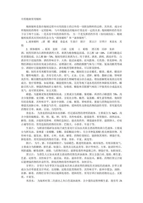 中药炮制的分类及其辅料