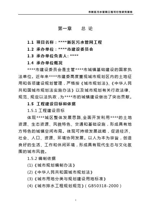 新区污水管网工程可行性研究报告