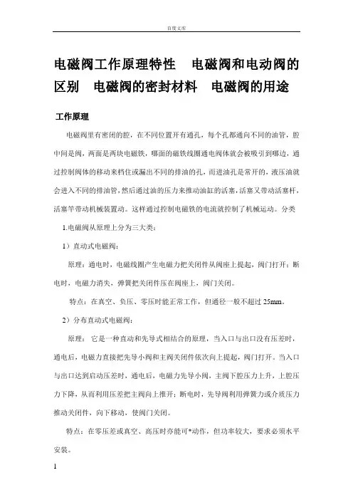电磁阀工作原理特性电磁阀的用途