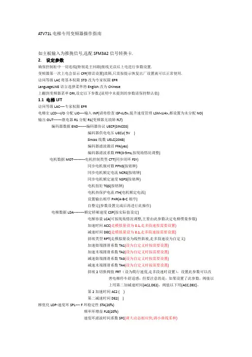 ATV71L电梯专用变频器操作指南