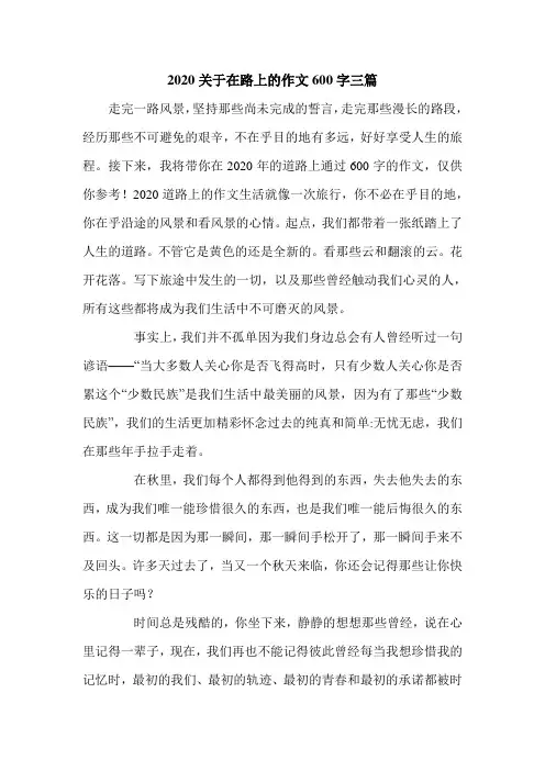 2020关于在路上的作文600字三篇.doc
