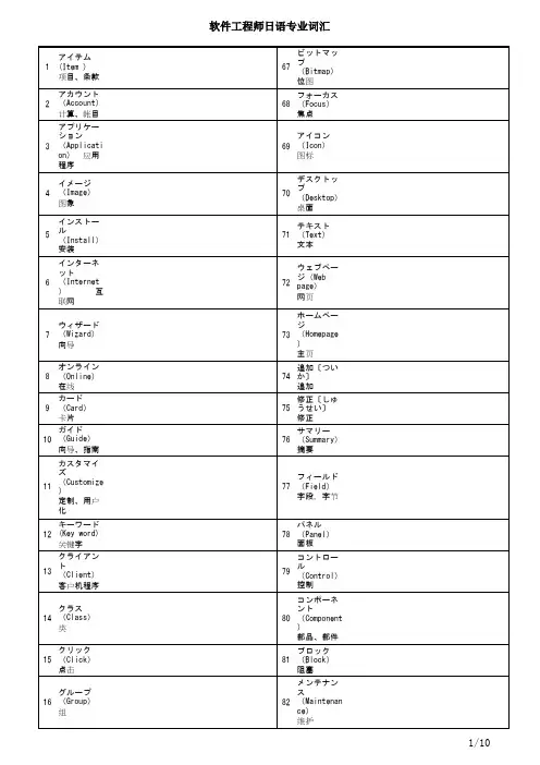 软件工程师日语专业词汇