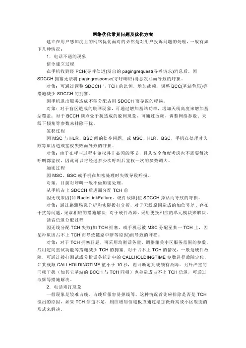 网络优化常见问题及优化方案