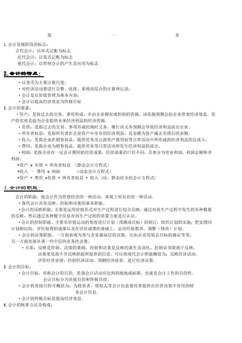 会计学原理重点包过