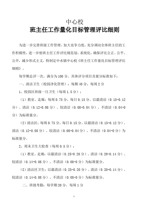 班级常规评比细则