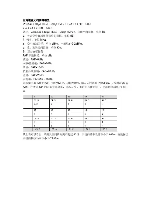 室内覆盖传播模型