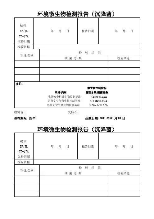 环境微生物检测报告