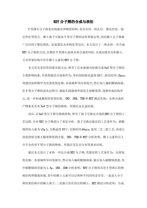 REY分子筛的合成与表征
