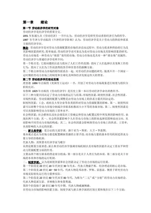 自考《劳动经济学》汇总