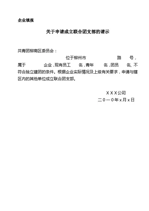 成立联合团支部模本