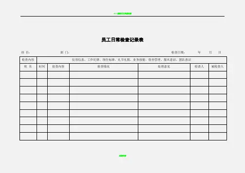 员工日常检查记录表