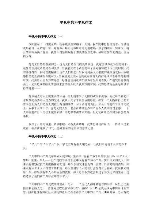 平凡中的不平凡作文