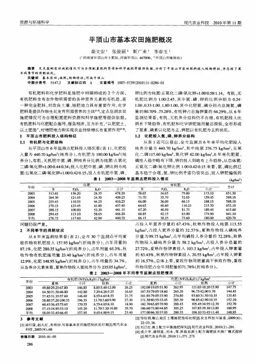 平顶山市基本农田施肥概况